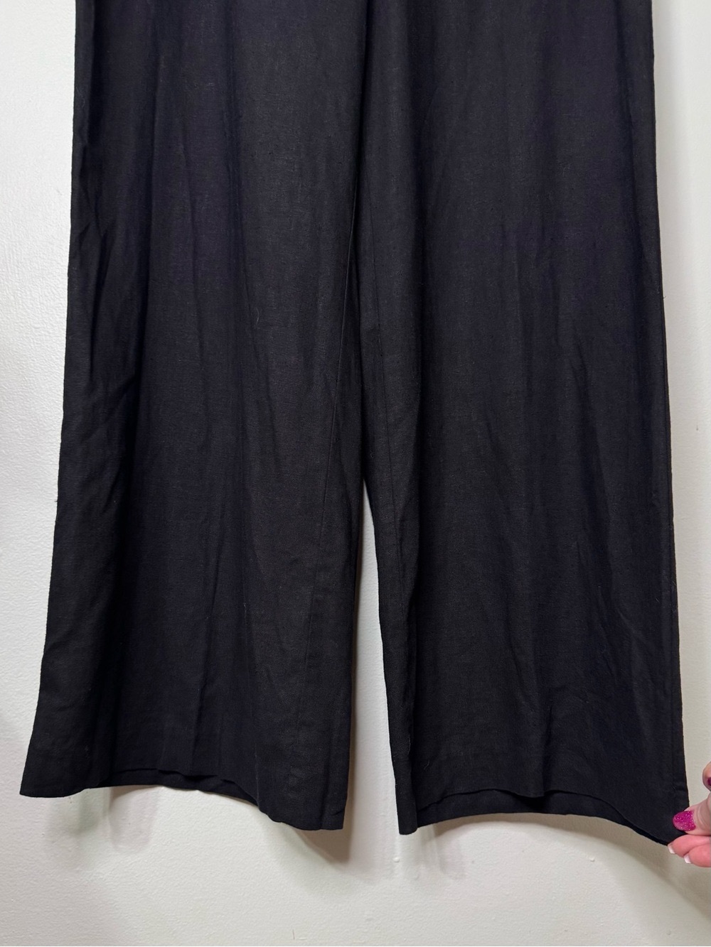 The LOFT Clean Wide Leg Pants in Linen Blend Black Size 14 - Picture 4 of 12